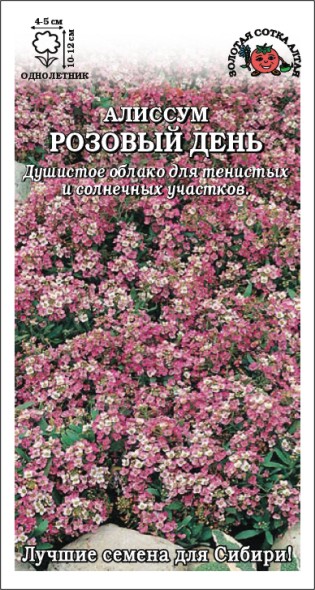11Алиссум Розовый День (0,1г)  Золотая Сотка/10 