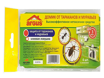 Клеевая ловушка от тараканов Аргус домик 4шт/24/144
