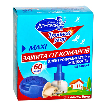 Домовой Прошка Комплект жидкость Тройной Удар 60ночей +фумигатор/24 (Л100)